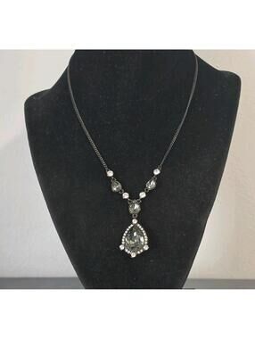 Vintage Signed Givenchy Adjustible Costume Jewelry Necklace Smoky Rinestone